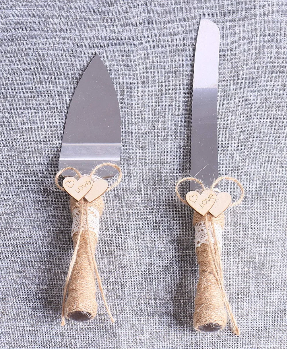 

Rustic Wedding Cake Knife and Server Set,Wedding Cake Knife Serveing,Rustic Wedding Cake Knife Set for Parties Weddings Annivers