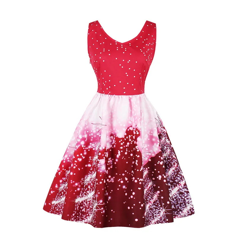 

Cocktail Party Dress Knee Print Dot New Year For Women Femme WS4775Z