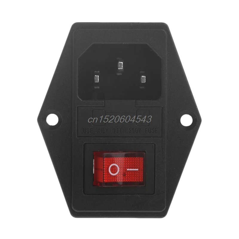 

1PC 10A 250V 3 Pin IEC320 C14 AC Inlet Male Plug Power Socket With Fuse Switch R06 Drop Ship