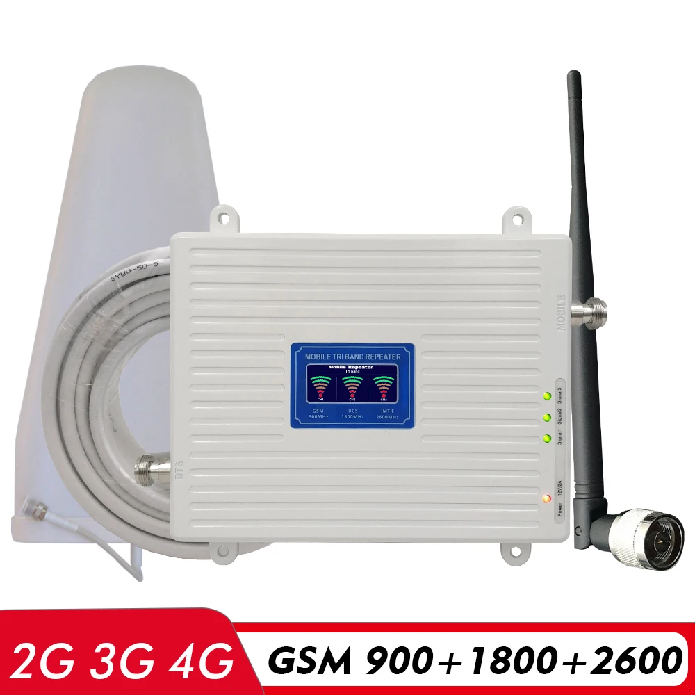 Голосовой 2G 3g 4G сетевой трехдиапазонный усилитель сигнала GSM 900+(B3) DCS LTE 1800+(B7) FDD LTE 2600 усилитель сигнала мобильного телефона Комплект