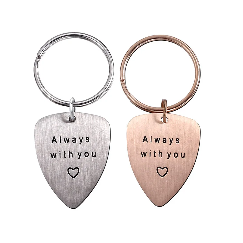 

Lover's quality stainless steel Guitar picks Pendant Keychain always with you gift Keyring