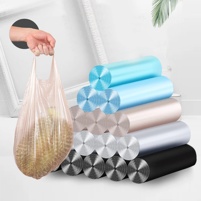 100pcs/pack Top Quality Household Disposable Plastic Bags Silver Steel Point-off Refuse Bag Trash Bags