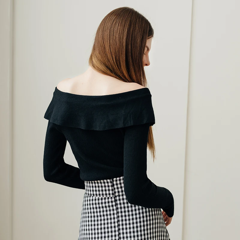 Onlyplus Off Shoulder Sexy Knitted Pullover Female Winter Autumn Women Sweater Elastic Button Fashion Jumper Pull Knit Shirt