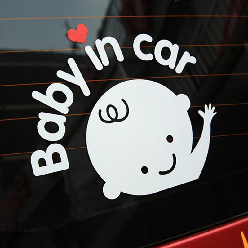 Baby In Car Sticker Waving Baby on Board Safety Sign Funny Vinyl Decal
