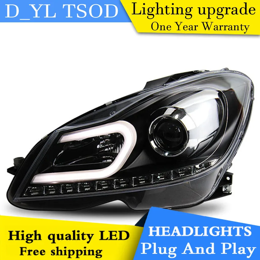 

Car Styling for Benz W204 C180 C200 C260 Headlights 2011-2014 W204 LED Headlight DRL Lens Double Beam H7 HID Xenon bi xenon lens