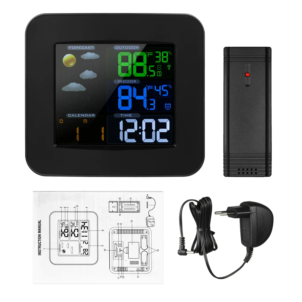 Multifunctional Wifi Color Weather Station Temperature Humidity Meter Barometer Digital Time Calendar Display Snooze Function