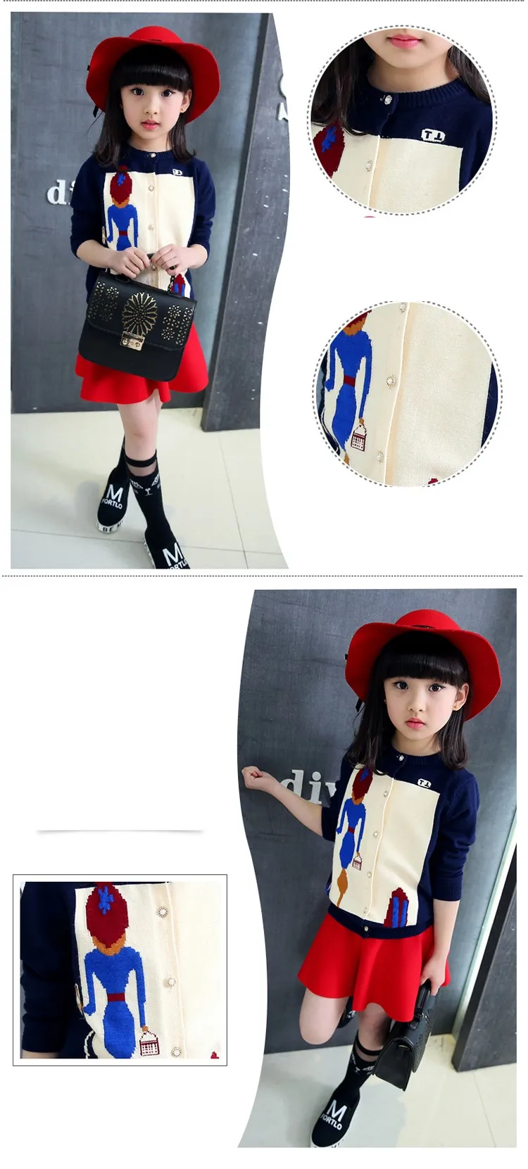character knitting girls cardigan sweater kids red black long sleeve knitted girls sweater jacket winter autumn 2016 girls tops clothes 6 7 8 9 10 11 12 13 14 15 16 years old big little teenage girls knitted sweater clothing (4)