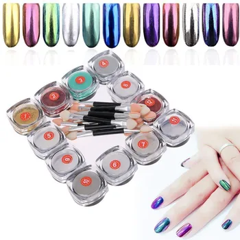 

Mirror Nail Glitter Pigment Powder 2g/Boxes Manicure Art Chrome Decorations 12 Colors