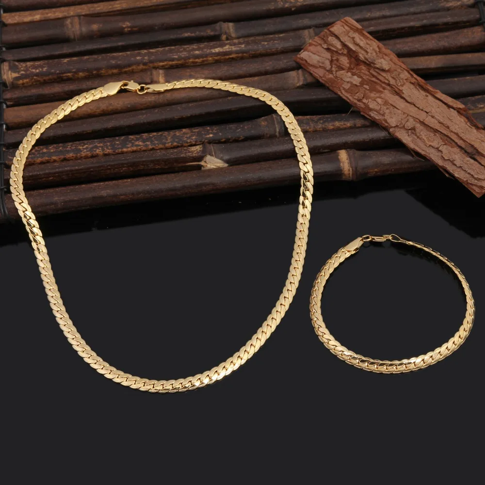 Bangrui комплект ювелирных изделий ожерелье набор модные 7 мм ширина кубинская Мужская цепочка подвеска браслет эфиопские наборы бижутерии
