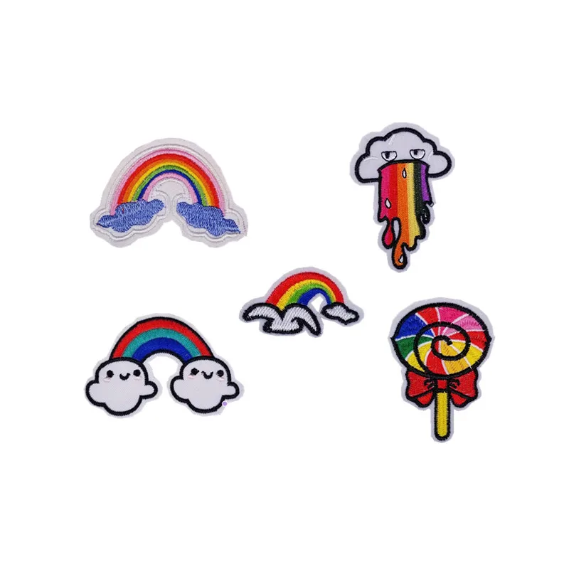 

1pc Rainbow series Patches Iron On Or Sew Fabric Sticker For Clothes Badge Embroidered Appliques DIY