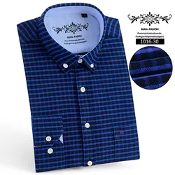 Мужская оксфордская брендовая одежда, приталенная Повседневная рубашка, клетчатая рубашка с длинными рукавами, мужские рубашки высокого