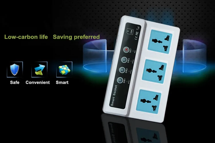 [Genuine] Energy Conservation 3 Sockets Remote Control Wireless Mobile Phone GSM SIM Smart Switch Socket