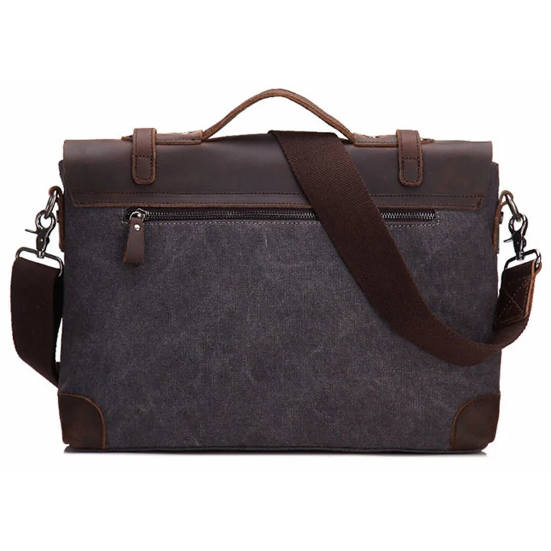  Men Briefcase Handbag Genuine Leather And Canvas Patchwork Men's Messenger Bag Vintage Brand Male S - 32846748544