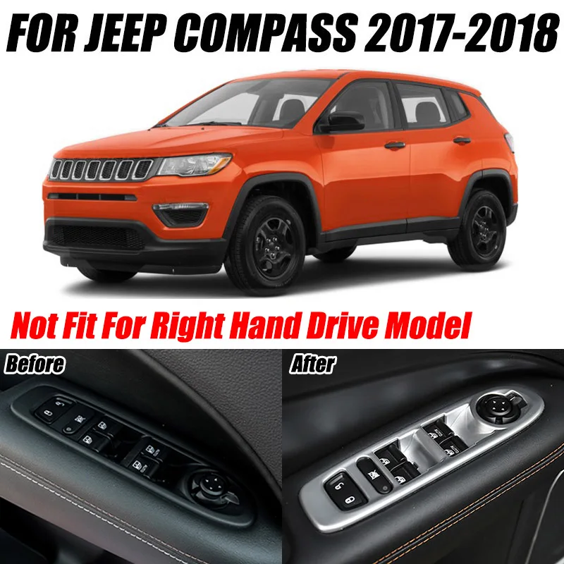 Для Jeep Compass хромированная панель для межкомнатных дверей, окон, переключателей, подъемная объемная крышка подлокотника, накладка, молдинг, автомобильный стиль