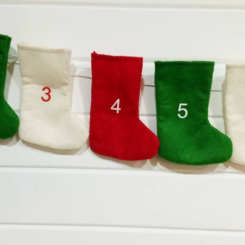 Рождественские цифровые носки для чулок DIY Advent календарь обратный отсчет Рождественский Войлок подарок календарь гирлянда украшения для чулок