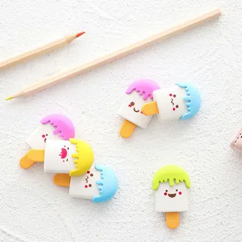 

4 pcs/lot Cute ice-lolly shape eraser Cartoon animals rubber eraser kawaii stationery school supplies papelaria kids gifts