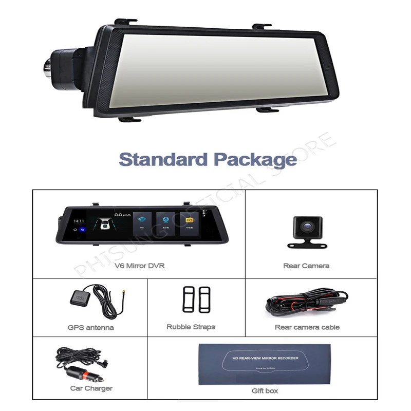 Sinairyu Автомобильный видеорегистратор с черной коробкой 10 &quotFull 3g Android gps