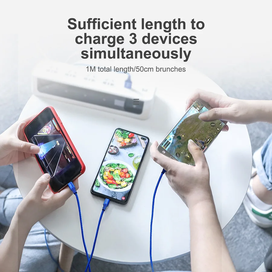 Нейлоновый Плетеный Универсальный 3 в 1 usb зарядный кабель адаптер для iOS для iPhone usb type C Micro USB разъем для Xiaomi OnePlus