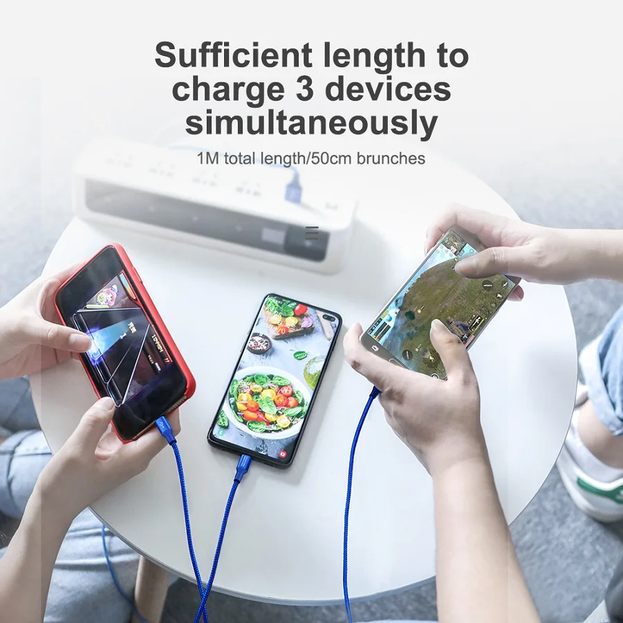 Универсальный нейлоновый зарядный кабель 3 в 1 адаптер для iOS iPhone USB Type C разъем Micro