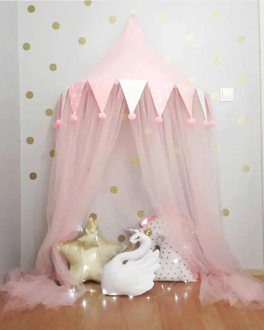 Детские палатки Teepee детские игровые домики занавески навес помпон москитная