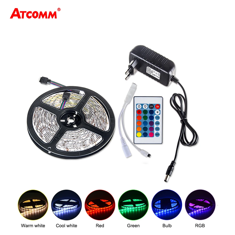 Светодиодная лента 3528 RGB с адаптером питания 300 светодиодов/5 м 12 В постоянного