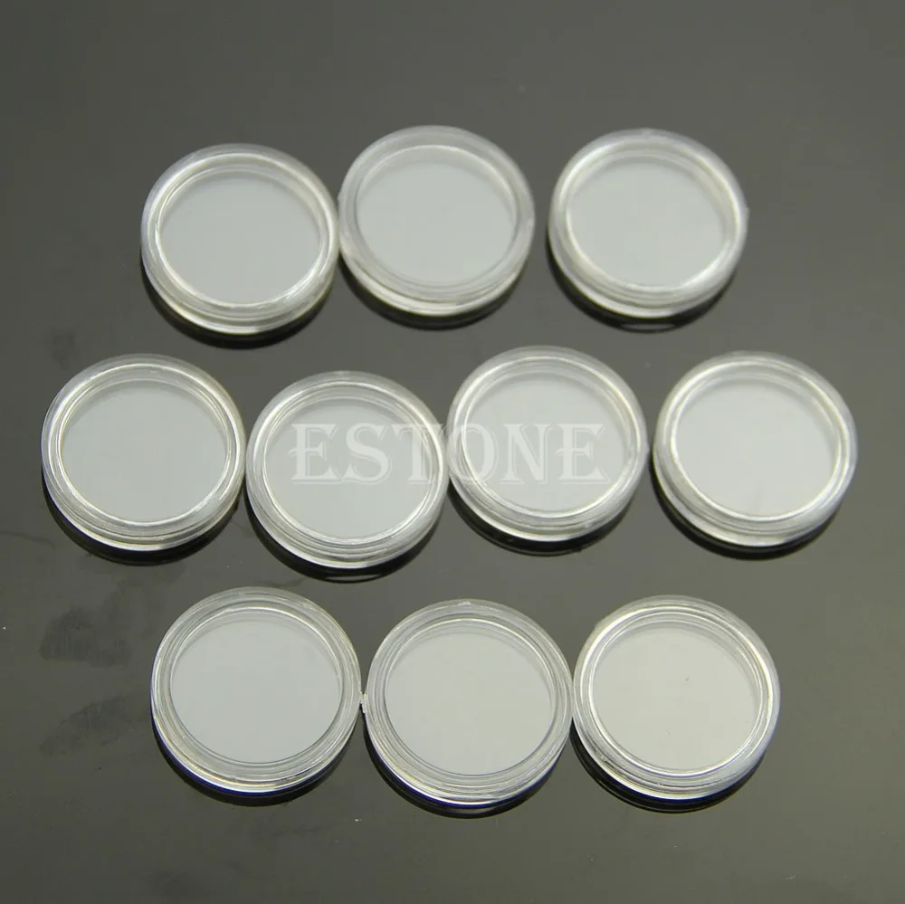 10 PCS Applied Clear Round Cases Coin Storage Capsules Holder Round Plastic 19mm