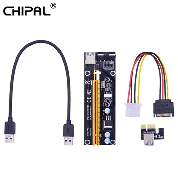 

CHIPAL VER006 PCI-E Riser Card with 0.3M USB 3.0 Cable PCIE 1x to 16x Extender SATA to 4Pin Molex Power Cord for BTC ETH Miner