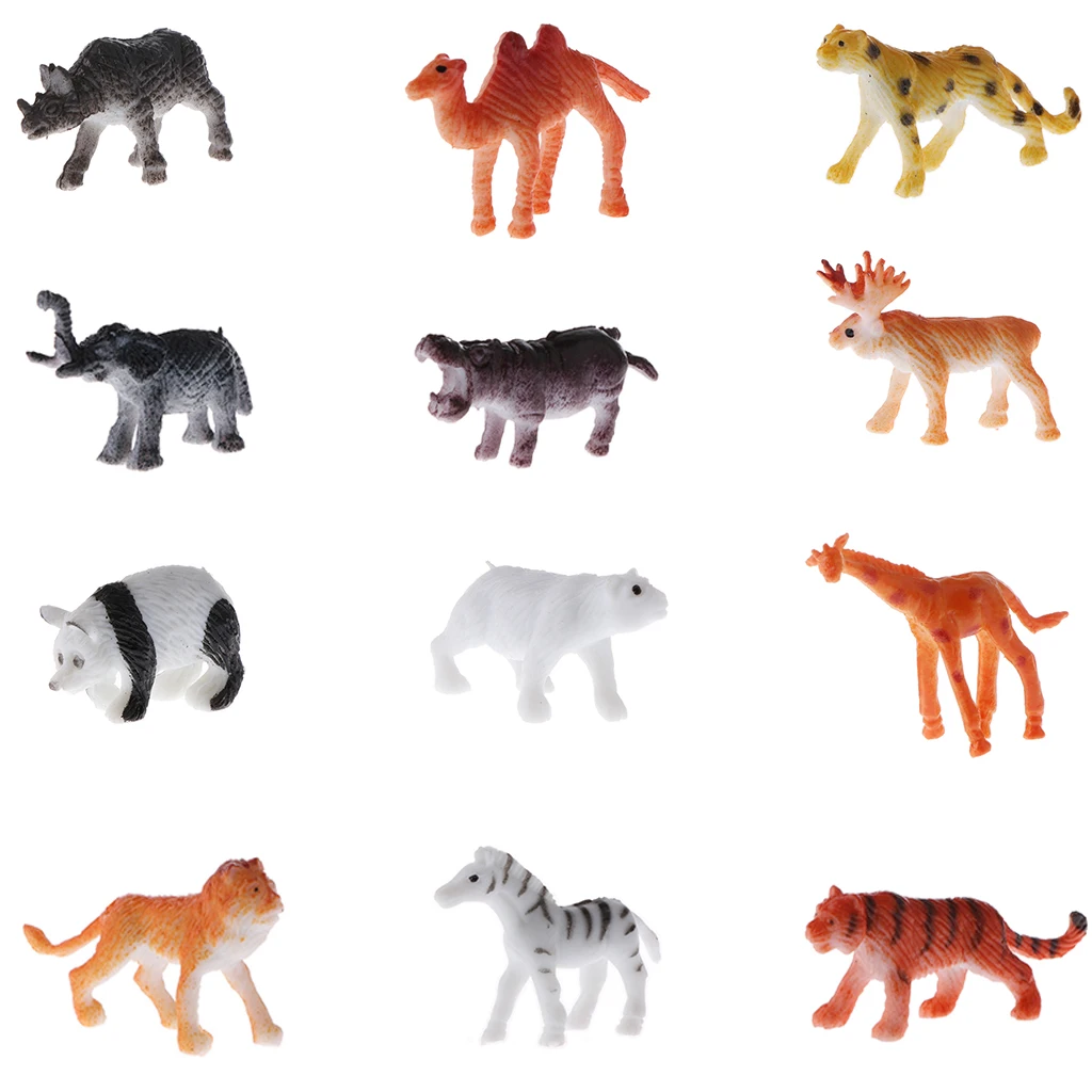 12-piece Plastic Wild / Farm / Marine Animal Models Kids Educational Toy Party Bag Fillers