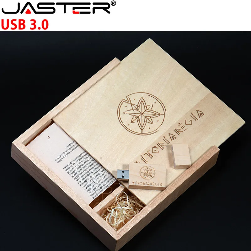 JASTER USB 3 0 1 шт бесплатный логотип 170*170*35 мм грецкий орех фоторамка коробка + флэш