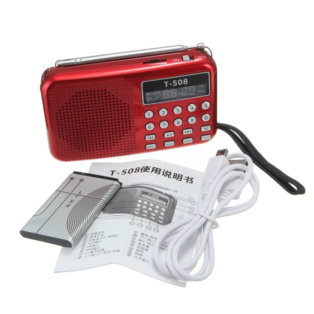 Kebidumei портативный мини 50 мм Внутренний Магнитный светодиодный стерео fm-радио динамик T508 USB TF карта для MP3 плеера