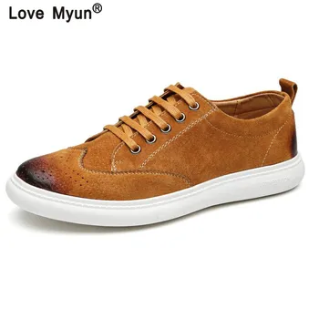 

New Fashion Autumn/Winter Suede Men Shoes Men Canvas Shoes Leather Casual Breathable Shoes Flats Big Size Free Ship