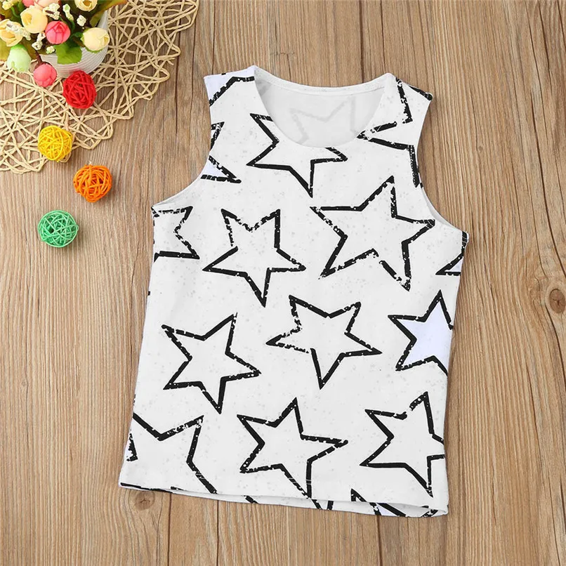 

Children's Clothing Summer Boys Girls T-Shirts Stars Printed Tops For Boys Girls Sleeveless Kids Tshirt Vest camisetas F21#5