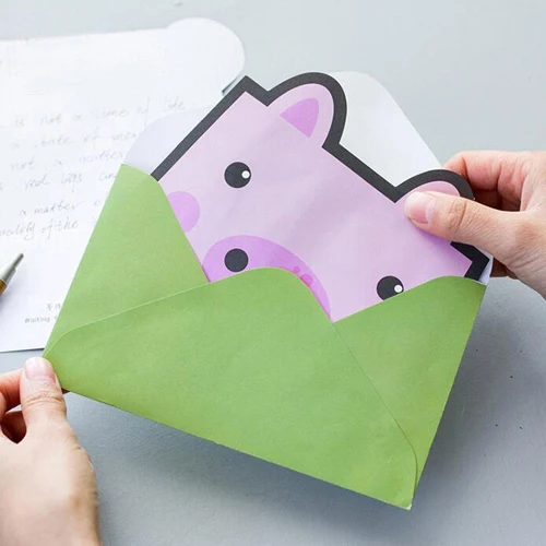 2 компл./лот милых животных Письмо бумаги Симпатичные notepaper конверт офисные