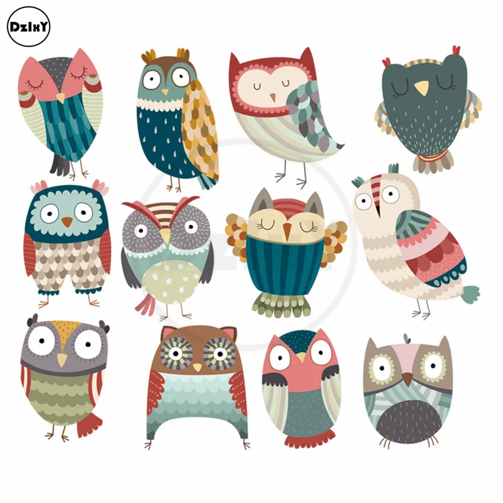 

Cartoon Owl Thermo-Stickers for Clothes Iron on Heat Transfers Animals Patches A-Level Washable PVC Handmade Appliques @T-133
