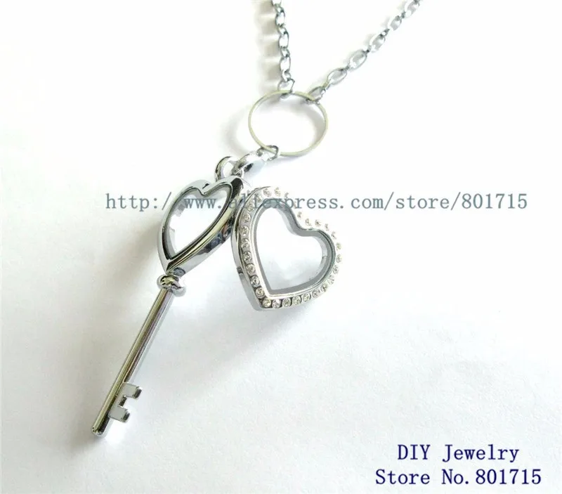 wholesales1pcs Key floating locket with chain (Not inc charms