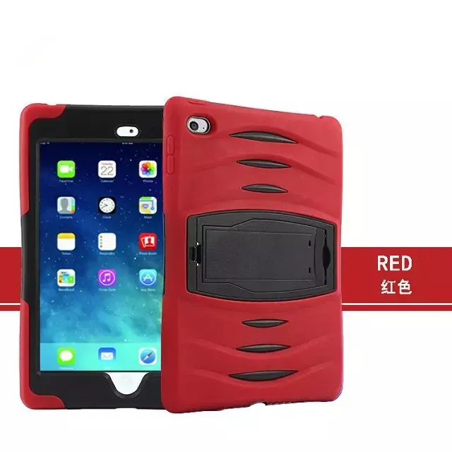 

10pcs/lot For iPad mini 4 Case, Shockproof Heavy Duty Rubber Stand Hard Case with Build in Screen Protector For iPad Mini 2 3