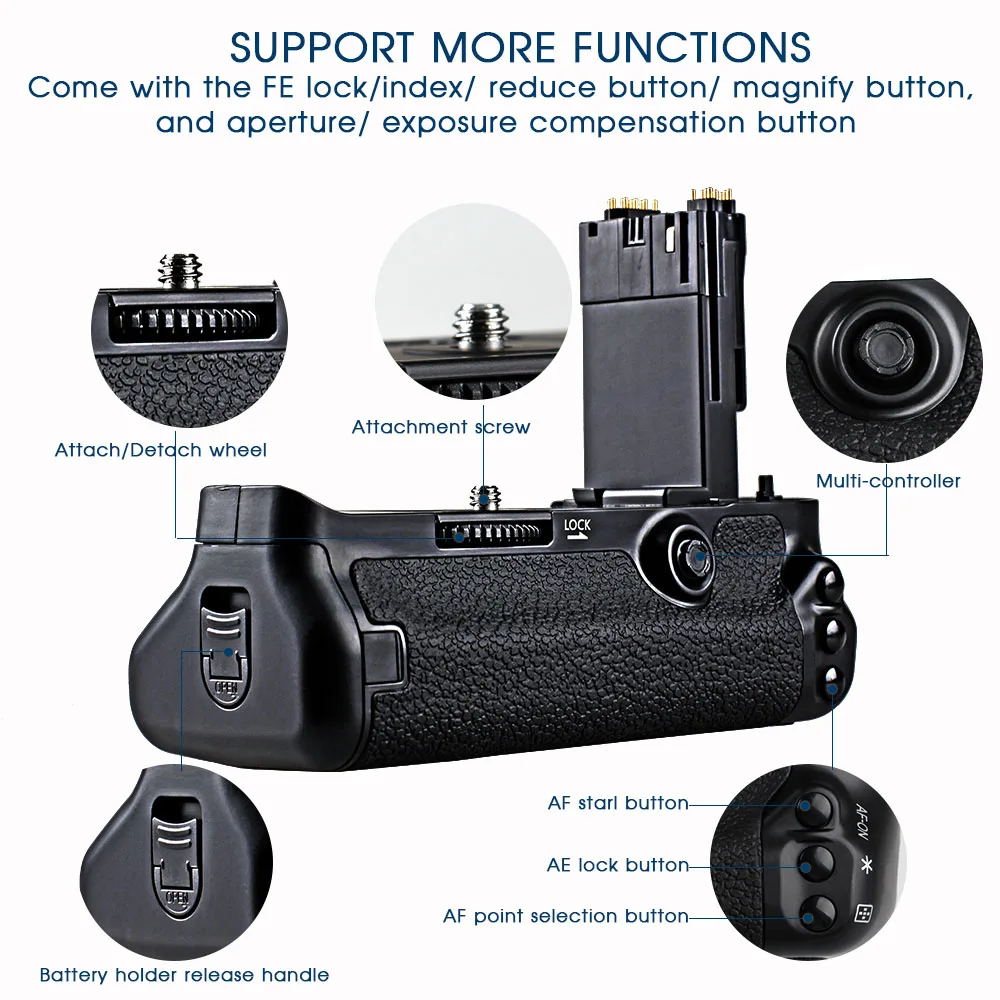 Travor Профессиональная многофункциональная Батарейная ручка для камер Canon 5D Mark III 5D3 5DS 5DSR, как BG-E11, работает с LP-E6 батареей