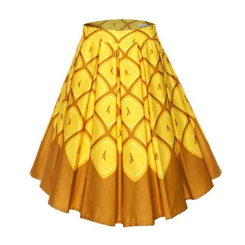 

Summer Swing Yellow Midi Skirts Womens High Waist Floral Printed Rockabilly Retro Vintage Pleated Skirt Plus Size 4xl Faldas