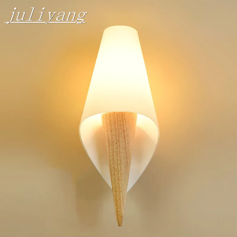 

juliyang Nordic solid wood wall lamp modern minimalist bedroom bedside hotel room lighting Japanese creative hall aisle stair