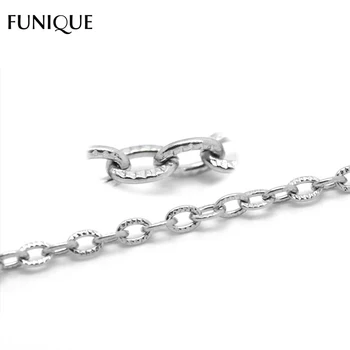 

2017 New Fashion 10M Stainless Steel Necklace Textured Cable Link-Opened Chain For Jewelry Making DIY Necklace Women 4.5x3mm