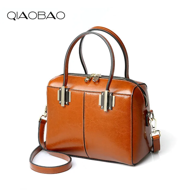 QIAOBAO Women 100 Real Leather Handbags Luxury Handbag Women Bags Designer Shoulder Bag bolso mujer Large