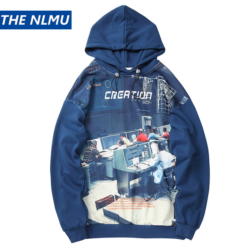 

Streetwear Patchwork Hoodies Men Hip Hop Character Print Sweatshirt Long Sleeve 2019 Fashion Autumn Green Hoodies Couple HZ111