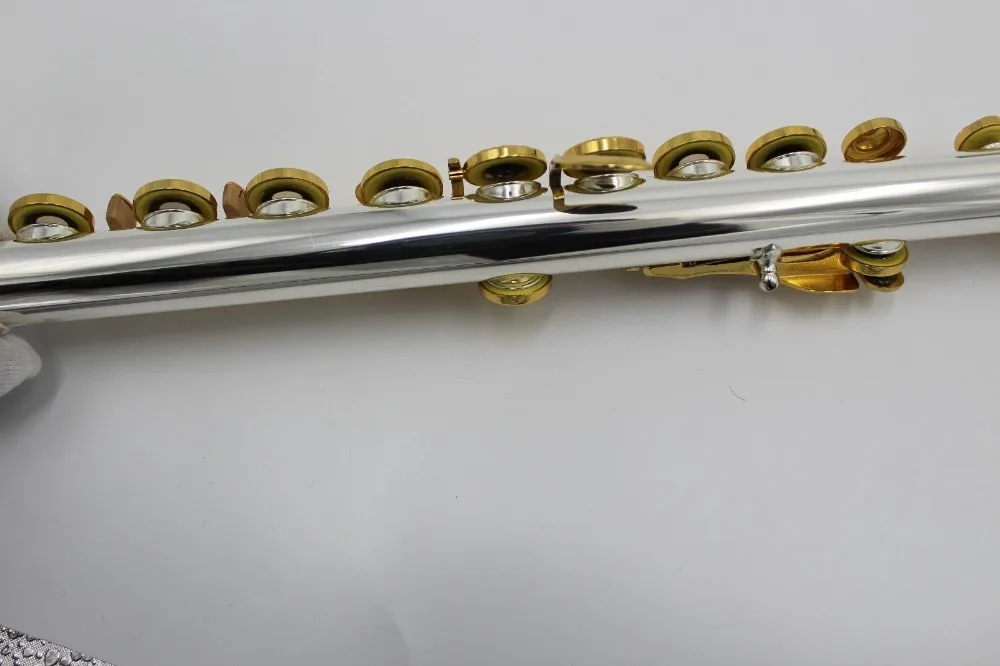 Пользовательские новые офсетные 17 открытое отверстие B ноги посеребренные C Ключ Флейта с золотыми плетеными ключами