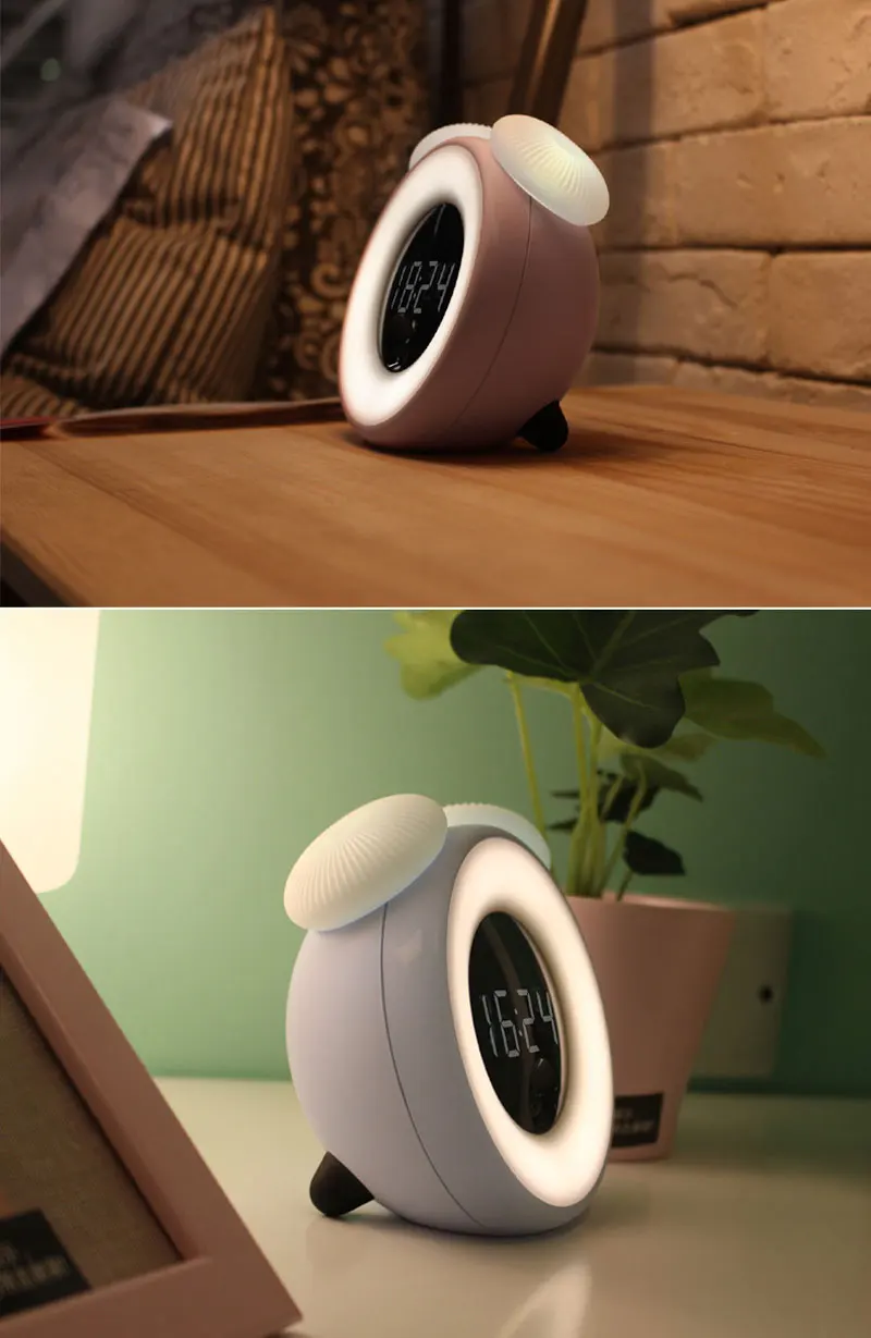 Multifunction Intelligent Wake-Up LED Light Alarm Clock Night  Lamp USB Bedside Digital Touch Sensor Dimmable Morning Snooze (10)