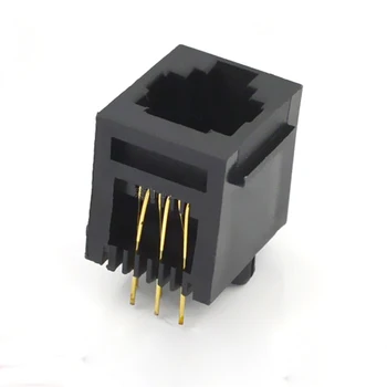 

50pcs In-line Rj6p6c Female 52-6P6C Connector With Side, Black Telecommunications Cat Connector