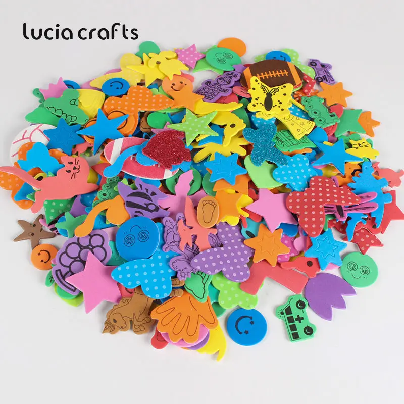 Lucia crafts 100 шт Случайные Смешанные цвета поролоновые бумажные наклейки детские наклейки эва Обучающие DIY Скрапбукинг Ремесло H0105