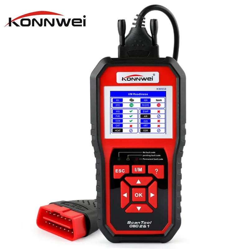 OBD OBD2 сканер автомобильный диагностический инструмент для двигателя KONNWEI KW850 Универсальный считыватель кодов многоязычный OBDII Автомобильный сканер