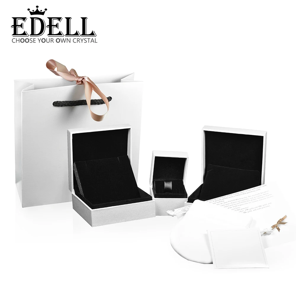 

EDELL Genuine bangle Fashion Bracele Charm beads crystal For Set box Women Original Jewelry charm birthday Gift box