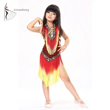 Детское платье для латинских танцев; Детские платья для сальсы; танцевальные костюмы для детей; одежда для бальных танцев