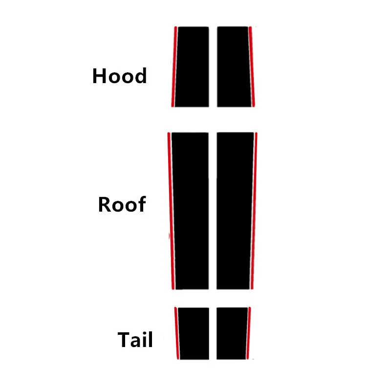 Автомобильный Стайлинг для Volkswagen Scirocco GTS Автомобильный капот+ крыша+ хвостовые отличительные знаки наклейки для украшения кузова автомобиля виниловые наклейки - Название цвета: 1 set Black red